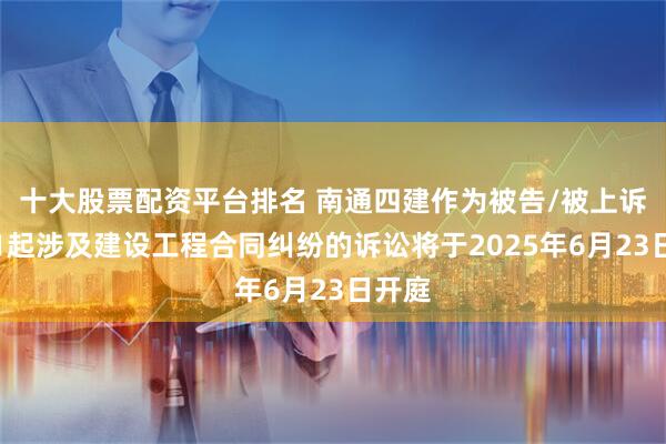 十大股票配资平台排名 南通四建作为被告/被上诉人的1起涉及建设工程合同纠纷的诉讼将于2025年6月23日开庭